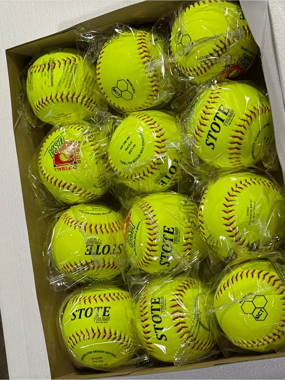 High-Visibility Yellow Softball - 12 Pack